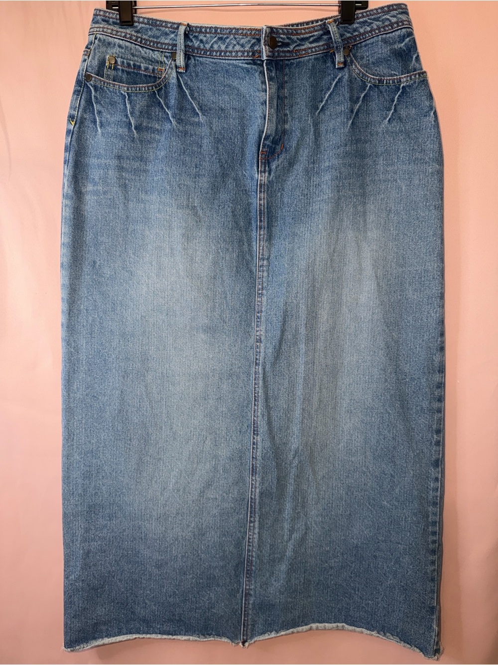 Cato Denim Maxi Skirt in Light Blue Wash
